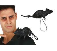FIESTAS GUIRCA | Rat Noir avec Élastique pour Épaule (16 cm) - Décoration d'Halloween pour Fêtes d'Animaux et Insectes - Idéal pour Célébrations Terrifiantes et Ambiances Épouvantables - Noir
