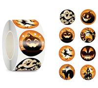FIESTAS GUIRCA | Rouleau (200 Autocollants) Halloween - Décoration de Trick or Treat et Fêtes Costumées - Idéal pour Halloween et Célébrations à Thème - Accessoire pour Enfants et Adultes