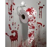 FIESTAS GUIRCA | Rouleau WC Sanglant Papier 2 Couches (30m) - Décoration Effrayante pour Halloween et Fêtes Terrifiantes - Idéal pour Accessoires de Scènes Épouvantables et Célébrations - Rouge Blanc