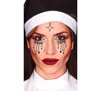 Fiestas Guirca – Bijoux faciaux autocollants de nonne pour adultes – Idéal pour Halloween – Noir