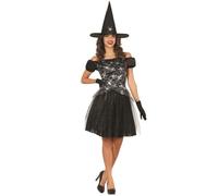 Costume de sorcière Morgane avec chapeau de sorcière pour femme