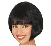 FIESTAS GUIRCA | Perruque Mi-Longue Noire (Taille Unique) - Accessoire de Costume pour Adultes - Idéal pour Fêtes à Thème Années 20, Carnaval, Halloween et Plus - Noir