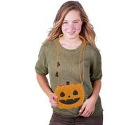 FIESTAS GUIRCA | Sac À Bandoulière Citrouille pour Déguisement | Visage Jack-O'-Lantern | Sangle Orange Réglable | Zip | Simili Cuir, Métal | 20X18 cm | Halloween, Carnaval
