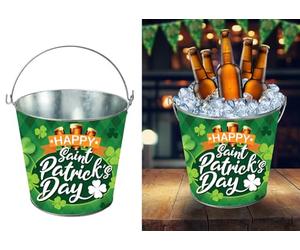 FIESTAS GUIRCA | Seau en Métal Saint Patrick (19x23 cm) - Décoration de Table pour Fêtes de Saint Patrick, Célébrations Irlandaises et Événements à Thème - Idéal pour Tous - Multicolore