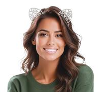 FIESTAS GUIRCA | Serre-tête Chat Métallique (Taille Unique) - Accessoire pour Costume de Chat et Animaux - Idéal pour Fêtes Costumées, Halloween et Carnaval - Femme Adulte - Argent