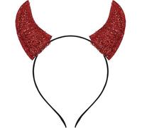 FIESTAS GUIRCA | Serre-tête Cornes Paillettes Rouge - Accessoire de Costume pour Femme Adulte - Idéal pour Halloween, Carnaval et Fêtes de Costumes de Diables et Démons - Rouge