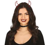 Fiestas Guirca – Serre-tête Démon Rouge – Taille unique, Adulte unisexe – Halloween/Carnaval