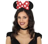 FIESTAS GUIRCA | Serre-tête Nœud Papillon Souris (Taille Unique) - Accessoire de Costume pour Fêtes de Souris, Halloween et Carnaval - Idéal pour Cosplay et Célébrations - Femme Adulte - Noir et Rouge