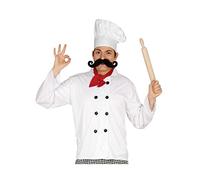 FIESTAS GUIRCA | Set Cuisinier (Adulte Unisexe) - Veste, Toque et Foulard - Accessoire pour Costume de Chef lors de Fêtes Costumées et Célébrations - Idéal pour Carnaval et Halloween - Blanc et Rouge
