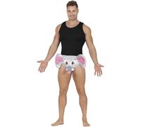FIESTAS GUIRCA Slip éléphant - Slip amusant pour enterrement de vie de garçon et fêtes - Accessoire de déguisement pour Bachelor Party et célébrations - Homme adulte - Gris