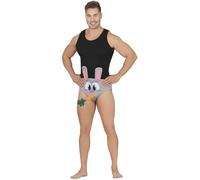 FIESTAS GUIRCA | Slip Lapin - Culotte Amusante pour Enterrement de Vie de Garçon et Fêtes - Accessoire de Costume pour Célébrations et Événements - Idéal pour Bachelor Party - Pour Homme Adulte - Gris