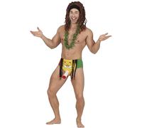 FIESTAS GUIRCA | Slip Rasta Jaune (Taille Unique) - Culotte Amusante pour Enterrement de Vie de Garçon et Fêtes à Thème Rastafari - Accessoire pour Homme Adulte - Jaune
