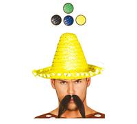 FIESTAS GUIRCA | Sombrero mexicain en paille (33 cm) - Accessoire de fête pour célébrations d'été et remises de diplômes - Idéal pour événements thématiques sur le Mexique et fêtes costumées - Jaune