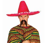 FIESTAS GUIRCA | Chapeau Mexicain en Paille (60 cm) - Accessoire de Fête pour Célébrations d'Été et Graduations - Idéal pour Événements Thématiques du Mexique et Fêtes - Adulte Unisexe - Rouge