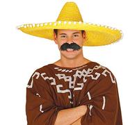 FIESTAS GUIRCA | Chapeau Mexicain en Paille (60 cm) - Accessoire de Fête pour Célébrations d'Été et Graduations - Idéal pour Événements Thématiques du Mexique et Fêtes - Adulte Unisexe - Jaune