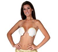 FIESTAS GUIRCA | Soutien-gorge en Coquillages Blanc (Taille Unique) - Haut de Sirène pour Fêtes d'Été et Remises de Diplômes - Accessoire de Déguisement pour Célébrations Hawaïennes et Thématiques