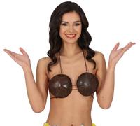 FIESTAS GUIRCA | Soutien-gorge Noix de Coco Hawaïen - Haut de Fête pour Été et Graduations - Accessoire de Costume pour Fêtes à Thème Hawaïennes et Célébrations d'Été (Femme Adulte) - Marron