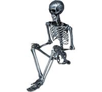 FIESTAS GUIRCA | Squelette Argenté (160 cm) - Décoration d'Halloween pour Fêtes et Célébrations - Idéal pour Ambiances Terrifiantes et Thèmes de Crânes et Squelettes - Argenté