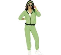 FIESTAS GUIRCA Survêtement Vert Néon Déguisement Femme - Costume Coquillage Coloré Années 80 Costume Drôle Femme- Costume Jogging Années 90 Enterrement de Vie de Jeune Fille Déguisement Femme Taille L