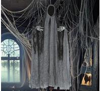 FIESTAS GUIRCA | Suspension Fantôme avec Robe (50 cm) - Décoration d'Halloween pour Fêtes de Fantômes et Célébrations Effrayantes - Idéal pour Ambiances Surnaturelles et Terrifiantes - Gris