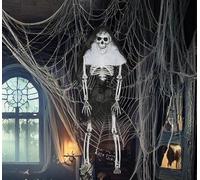 FIESTAS GUIRCA | Suspension Squelette avec Cagoule (45 cm) - Décoration d'Halloween pour Fêtes de Terreur et Célébrations de Squelettes - Idéal pour Ambiances Épouvantables et Scénarios de Peur