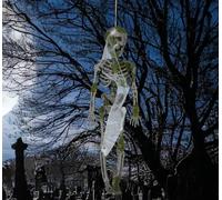 FIESTAS GUIRCA | Suspension Squelette avec Mousse (40 cm) - Décoration d'Halloween pour Fêtes et Célébrations de Terreur - Idéal pour Ambiances Effrayantes et Thèmes de Squelettes - Gris