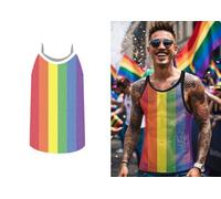 FIESTAS GUIRCA | T-shirt en Maille Arc-en-ciel (52-54/L) - Accessoire Textile pour Déguisement de Fête et Célébrations - Idéal pour Homme Adulte - Multicolore