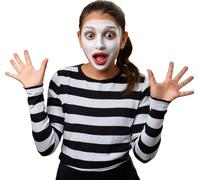 FIESTAS GUIRCA | T-shirt Rayé Enfant - Accessoire Textile pour Déguisement de Clown - Idéal pour Fêtes Déguisées et Célébrations - Unisexe Enfant - Blanc et Noir