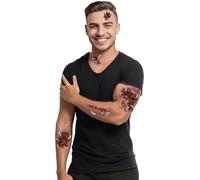 FIESTAS GUIRCA | Tatouage de Blessures avec Vers (30x13 cm) - Maquillage et FX pour Halloween, Carnaval et Fêtes Costumées - Zombies et Vampires