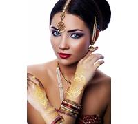 FIESTAS GUIRCA | Tatouage Oriental Doré - Accessoire de Maquillage pour Costume de Princesse du Désert - Idéal pour Fêtes et Célébrations - Tatouages Temporaires pour Femme Adulte - Or