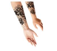FIESTAS GUIRCA | Tatouage Roses (14x30 cm) - Maquillage Temporaire et FX - Idéal pour Costumes de Rock et Cultures du Monde à Halloween et Carnaval - Tatouages Temporaires pour Tous - Noir