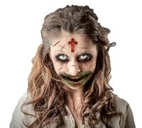 FIESTAS GUIRCA | Tatouage Visage Zombie Multicolore (30x13 cm) - Maquillage et FX pour Halloween, Carnaval et Fêtes Costumées - Idéal pour Enfants et Adultes - Multicolore
