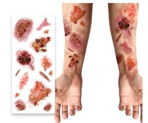 FIESTAS GUIRCA | Tatouages de Plaies Infectées (30x13 cm) - Maquillage et FX pour Halloween, Carnaval et Fêtes Costumées - Zombies et Vampires