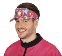 FIESTAS GUIRCA Visière 80s multicolore (taille unique) - Bonnet de fête pour fêtes d'été et remises de diplômes - Accessoire unisexe pour fêtes hawaïennes et thématiques - Adulte - Multicolore