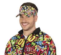 FIESTAS GUIRCA Visière 90s multicolore (taille unique) - Bonnet de fête pour fêtes d'été et remises de diplômes - Accessoire unisexe pour fêtes hawaïennes et thématiques - Adulte - Multicolore
