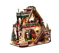 Fieuaah Décor en Bois de Village | Projet d ' assemblage de maison de Noël pour tables d ' intérieur, étagères, rebords de fenêtre, pièce d ' exposition