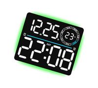 Fieuaah Horloge numérique Multifonction à, Black Shell White | écran LED d ' affichage de la température, télécommande et fonction de minuterie d ' alarme pour bureau ou