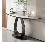 FIEUOGA Table Console Demi-Lune Dorée pour Entrée, Table de Couloir Étroite avec Base Métallique, Table Console Décorative Semi-Circulaire pour Salon, Table d’Entrée Moderne(Black,L100CM/39IN)