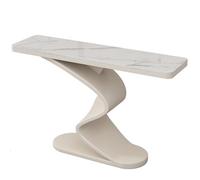 FIEUOGA Table Console Demi-Lune Effet Marbre, Table d’Entrée Ét roite avec Base Métallique, Longue Table de Couloir Derrière Canapé, Meuble d’Appoint pour Salon(Off-White B,L100CM/39IN)