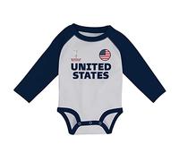 FIFA Ensemble grenouillère et Pantalon à Manches Longues USA, Bleu/Blanc/Bleu Marine, 12 Mois Mixte bébé