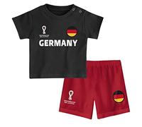 FIFA Ensemble t-shirt et short unisexe pour enfant Coupe du monde de la 2022 - Allemagne - Ensemble t-shirt et short extérieur (1 pièce), Noir/rouge., 24 mois