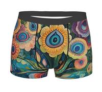 fifbird Boxer extensible pour homme avec ceinture élastique Motif fleurs de paon, Noir , S