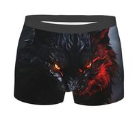 fifbird Boxer pour homme avec grand loup noir aux yeux rouges, braguette respirante avec pochette 3D intégrée pour sous-vêtements avec ceinture élastique, Noir , XXL