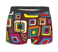 fifbird Boxer pour homme avec imprimé carrés colorés - Slip amusant - Confortable - Doux - Avec ceinture élastique, Noir , XL