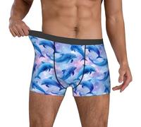 fifbird Boxer pour homme avec motif dauphins aquarelle pour slip respirant avec ceinture élastique, multicolore, XL