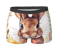 fifbird Boxer pour homme avec rosette de lapin respirant et extensible - Caleçon pour sous-vêtements avec ceinture élastique, Noir , L