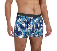 fifbird Boxer pour homme - Bleu et blanc Papillons Slip respirant avec ceinture élastique, multicolore, M
