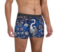 fifbird Boxer pour homme - Bleu héron floral jardin respirant avec ceinture élastique, multicolore, L