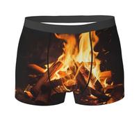 fifbird Boxer pour homme doux et respirant à motif feu ouvert, adapté pour un usage quotidien à la maison. Sous-vêtements avec ceinture élastique, Noir , XL