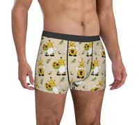 fifbird Boxer pour homme - Gnomes Bbee et tournesols Slip respirant avec ceinture élastique, multicolore, L